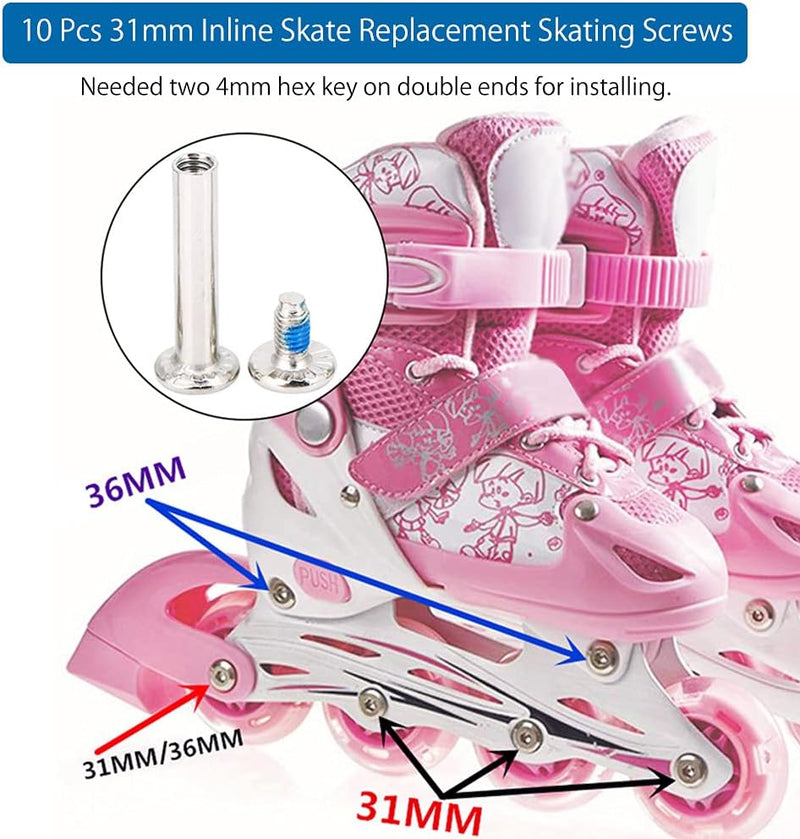 Load image into Gallery viewer, Keenso Inline Skate Schroeven, 10 stks 31mm 36mm Duurzaam Ijzer Inline Skating Schroeven Inline Skate Wiel Schroeven Fittings Skates Wiel assen Hardware - happygetfit.com
