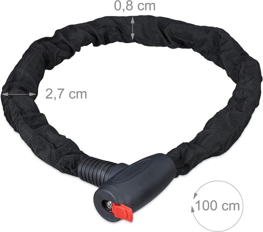 Kettingslot 100 cm zwart met 2 sleutels - happygetfit.com