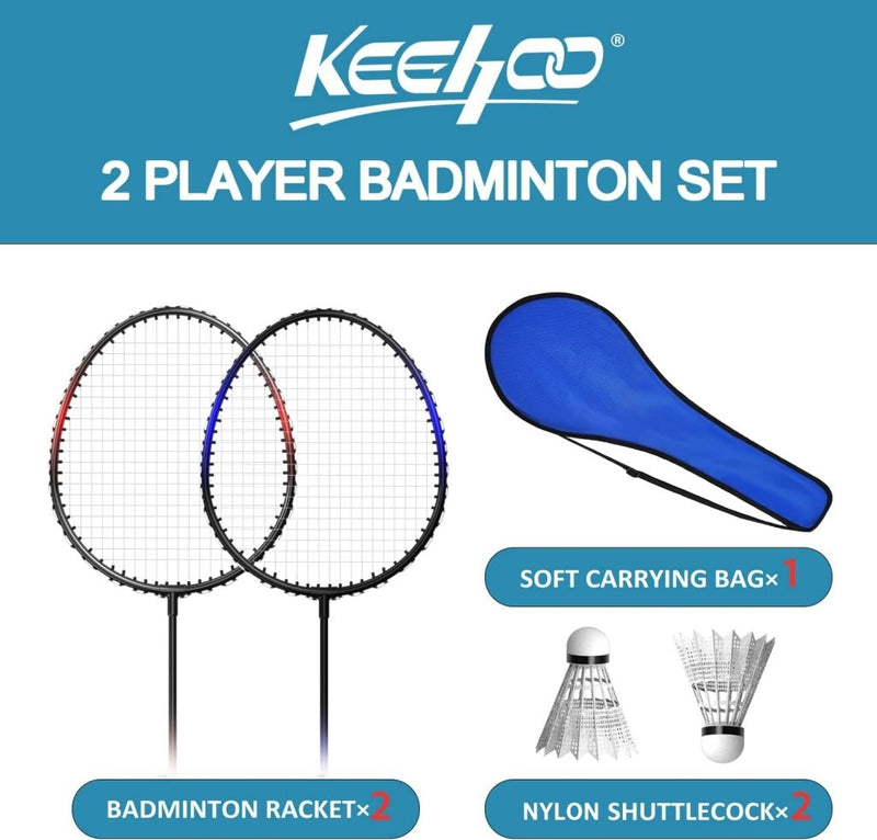 Load image into Gallery viewer, KH 2-4 Player Badminton Rackets Set,Lightweight &amp; Sturdy,Beach Backyard Game,Indoor Outdoor Sports,Racquets,Shuttlecocks &amp; Carry Bag Included - happygetfit.com
