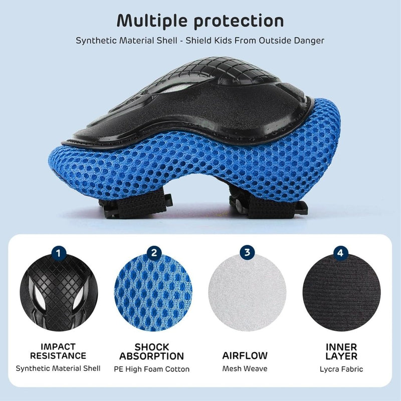 Laad afbeelding in Galerijviewer, Kids Helm en Pads Set Leeftijd 5-15 Jaar Kids Skateboard Helm Kniebeschermers Elleboog Pads Pols Pads voor Roller Scooter Fietsen Schaatsen - happygetfit.com
