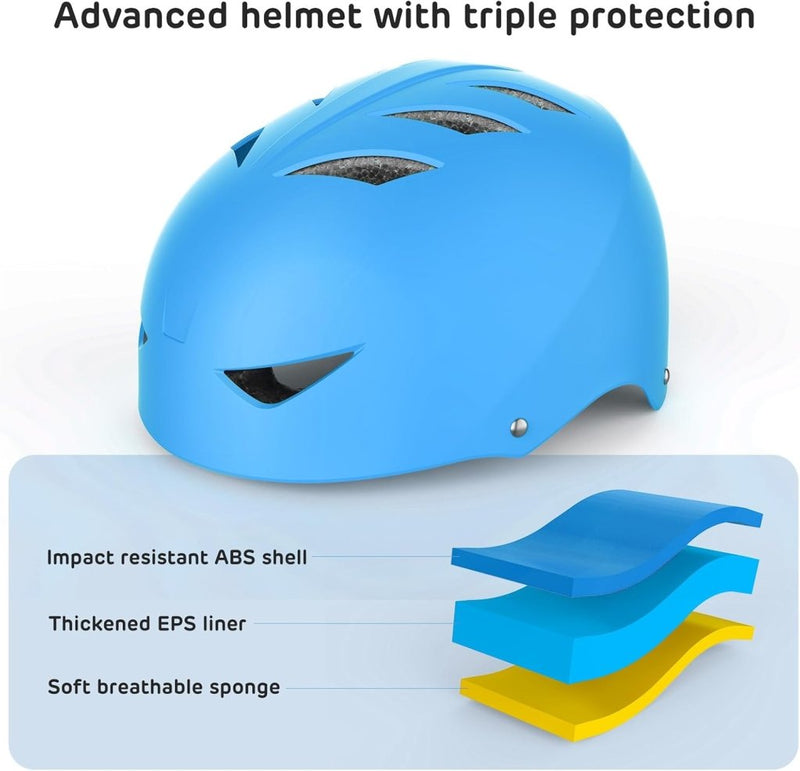 Laad afbeelding in Galerijviewer, Kids Helm en Pads Set Leeftijd 5-15 Jaar Kids Skateboard Helm Kniebeschermers Elleboog Pads Pols Pads voor Roller Scooter Fietsen Schaatsen - happygetfit.com
