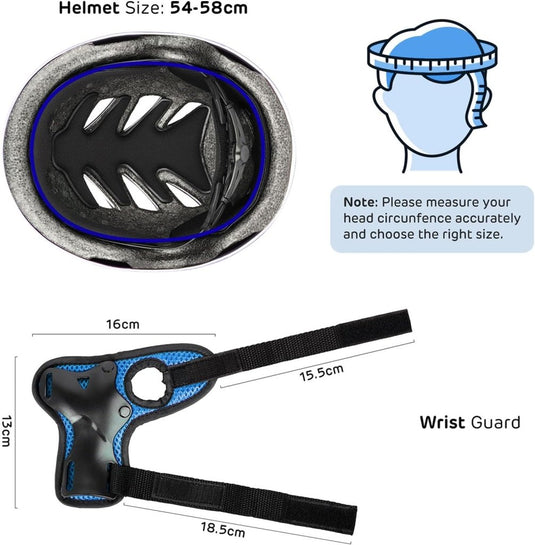 Kids Helm en Pads Set Leeftijd 5-15 Jaar Kids Skateboard Helm Kniebeschermers Elleboog Pads Pols Pads voor Roller Scooter Fietsen Schaatsen - happygetfit.com