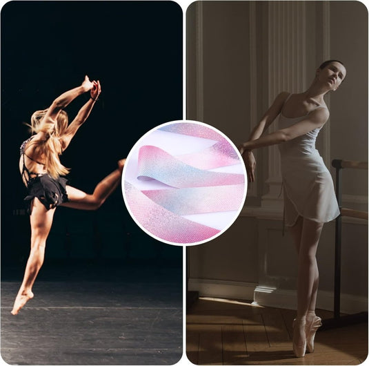 KINBOM 2st Danslinten, 2m Sprankelend Danslint Lange Lintslingers Gymnastieklinten voor Kinderen Training Talentenjacht Artistiek Dansen, met Lintstok - happygetfit.com