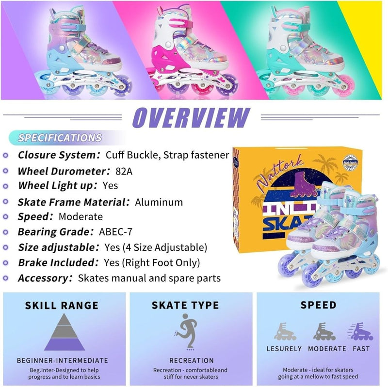 Laad afbeelding in Galerijviewer, Kinder inline skates voor meisjes jongens - Blades Roller voor kinderen leeftijd 4 5 6 7- Verstelbaar All Light Up Wheel Indoor Outdoor Sport Verjaardagscadeau voor zoon en kleinzoon - happygetfit.com
