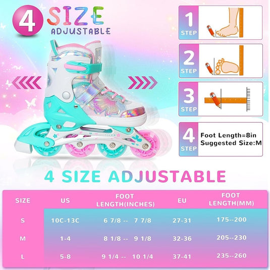 Kinder inline skates voor meisjes jongens - Blades Roller voor kinderen leeftijd 4 5 6 7- Verstelbaar All Light Up Wheel Indoor Outdoor Sport Verjaardagscadeau voor zoon en kleinzoon - happygetfit.com
