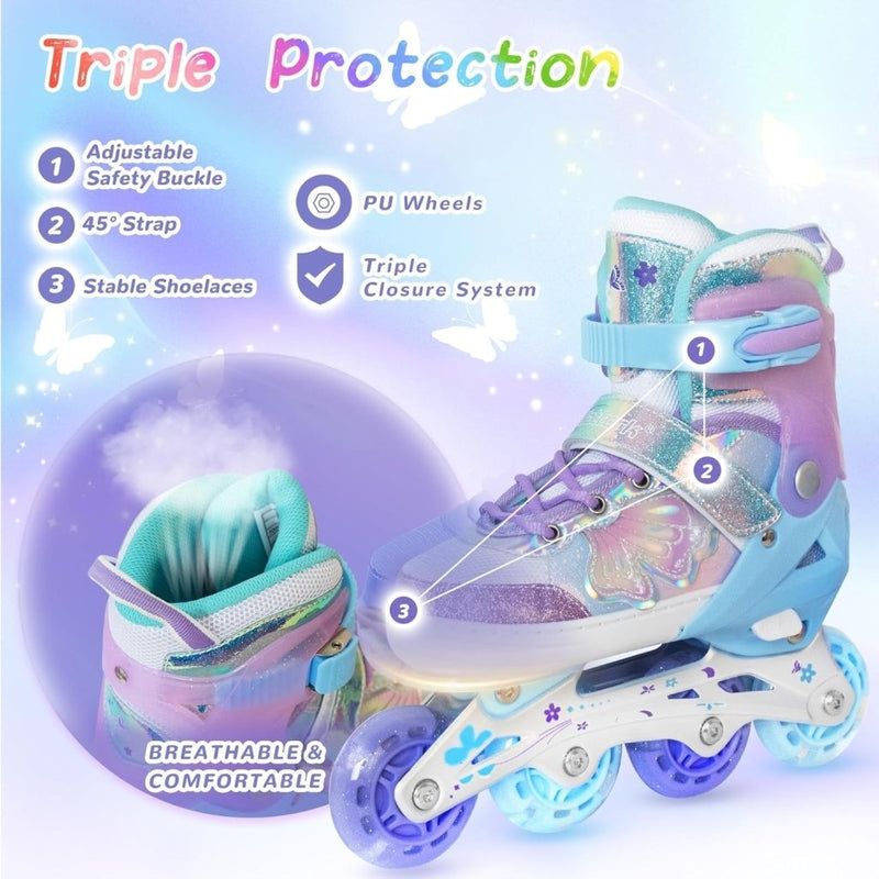 Laad afbeelding in Galerijviewer, Kinder inline skates voor meisjes jongens - Blades Roller voor kinderen leeftijd 4 5 6 7- Verstelbaar All Light Up Wheel Indoor Outdoor Sport Verjaardagscadeau voor zoon en kleinzoon - happygetfit.com
