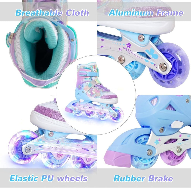 Laad afbeelding in Galerijviewer, Kinder inline skates voor meisjes jongens - Blades Roller voor kinderen leeftijd 4 5 6 7- Verstelbaar All Light Up Wheel Indoor Outdoor Sport Verjaardagscadeau voor zoon en kleinzoon - happygetfit.com
