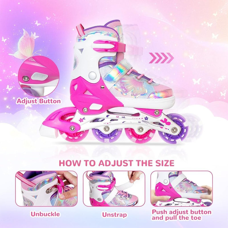 Laad afbeelding in Galerijviewer, Kinder inline skates voor meisjes jongens - Blades Roller voor kinderen leeftijd 4 5 6 7- Verstelbaar All Light Up Wheel Indoor Outdoor Sport Verjaardagscadeau voor zoon en kleinzoon - happygetfit.com

