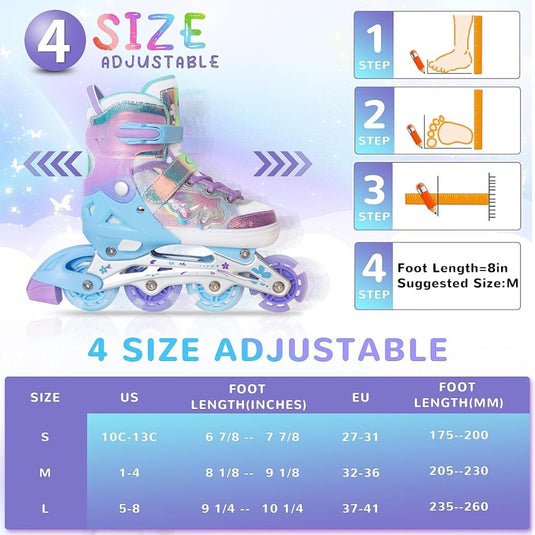 Kinder inline skates voor meisjes jongens - Blades Roller voor kinderen leeftijd 4 5 6 7- Verstelbaar All Light Up Wheel Indoor Outdoor Sport Verjaardagscadeau voor zoon en kleinzoon - happygetfit.com