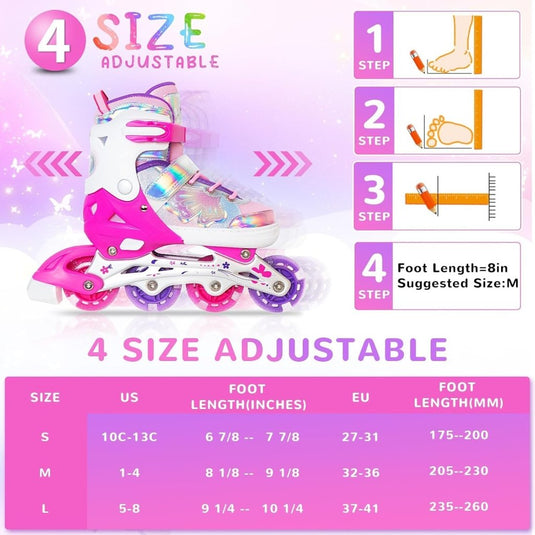 Kinder inline skates voor meisjes jongens - Blades Roller voor kinderen leeftijd 4 5 6 7- Verstelbaar All Light Up Wheel Indoor Outdoor Sport Verjaardagscadeau voor zoon en kleinzoon - happygetfit.com