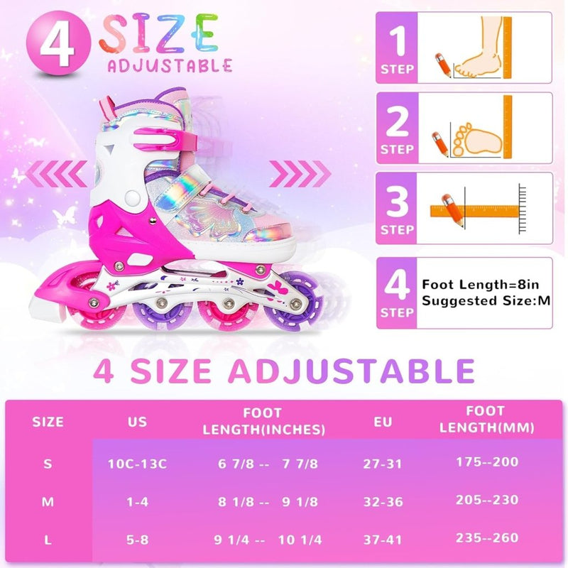 Laad afbeelding in Galerijviewer, Kinder inline skates voor meisjes jongens - Blades Roller voor kinderen leeftijd 4 5 6 7- Verstelbaar All Light Up Wheel Indoor Outdoor Sport Verjaardagscadeau voor zoon en kleinzoon - happygetfit.com
