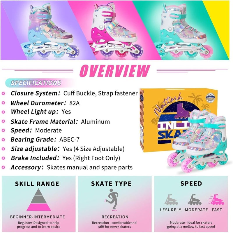 Laad afbeelding in Galerijviewer, Kinder inline skates voor meisjes jongens - Blades Roller voor kinderen leeftijd 4 5 6 7- Verstelbaar All Light Up Wheel Indoor Outdoor Sport Verjaardagscadeau voor zoon en kleinzoon - happygetfit.com
