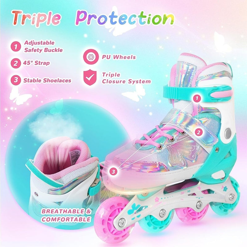 Laad afbeelding in Galerijviewer, Kinder inline skates voor meisjes jongens - Blades Roller voor kinderen leeftijd 4 5 6 7- Verstelbaar All Light Up Wheel Indoor Outdoor Sport Verjaardagscadeau voor zoon en kleinzoon - happygetfit.com
