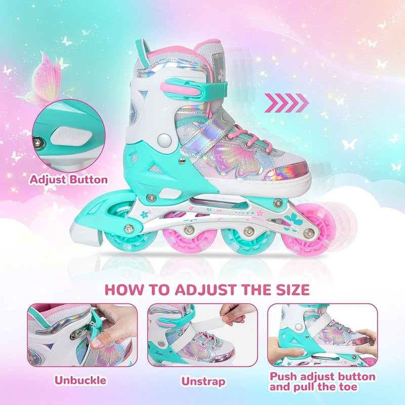 Laad afbeelding in Galerijviewer, Kinder inline skates voor meisjes jongens - Blades Roller voor kinderen leeftijd 4 5 6 7- Verstelbaar All Light Up Wheel Indoor Outdoor Sport Verjaardagscadeau voor zoon en kleinzoon - happygetfit.com
