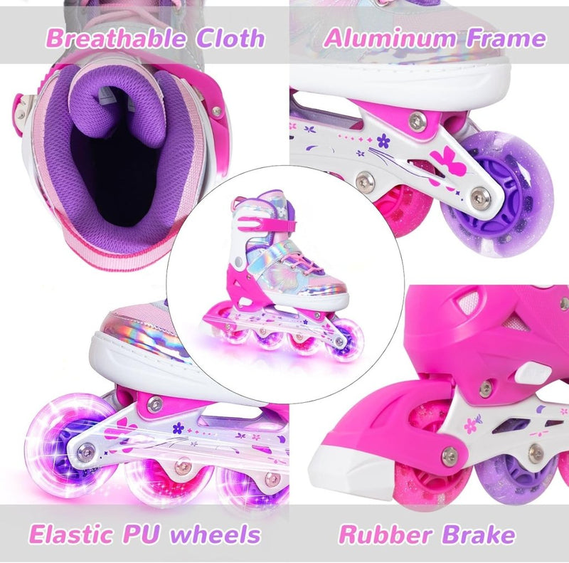 Laad afbeelding in Galerijviewer, Kinder inline skates voor meisjes jongens - Blades Roller voor kinderen leeftijd 4 5 6 7- Verstelbaar All Light Up Wheel Indoor Outdoor Sport Verjaardagscadeau voor zoon en kleinzoon - happygetfit.com
