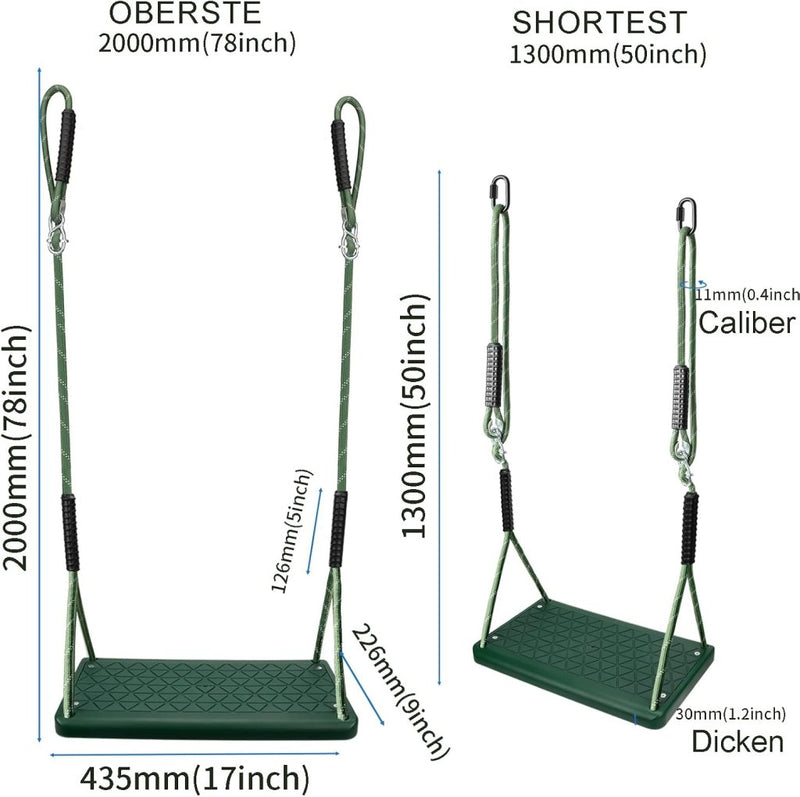 Load image into Gallery viewer, Kinderschommel met verstelbare touwen 130-200 cm tot 150 kg groen – schommelzitje – binnen en buiten - happygetfit.com
