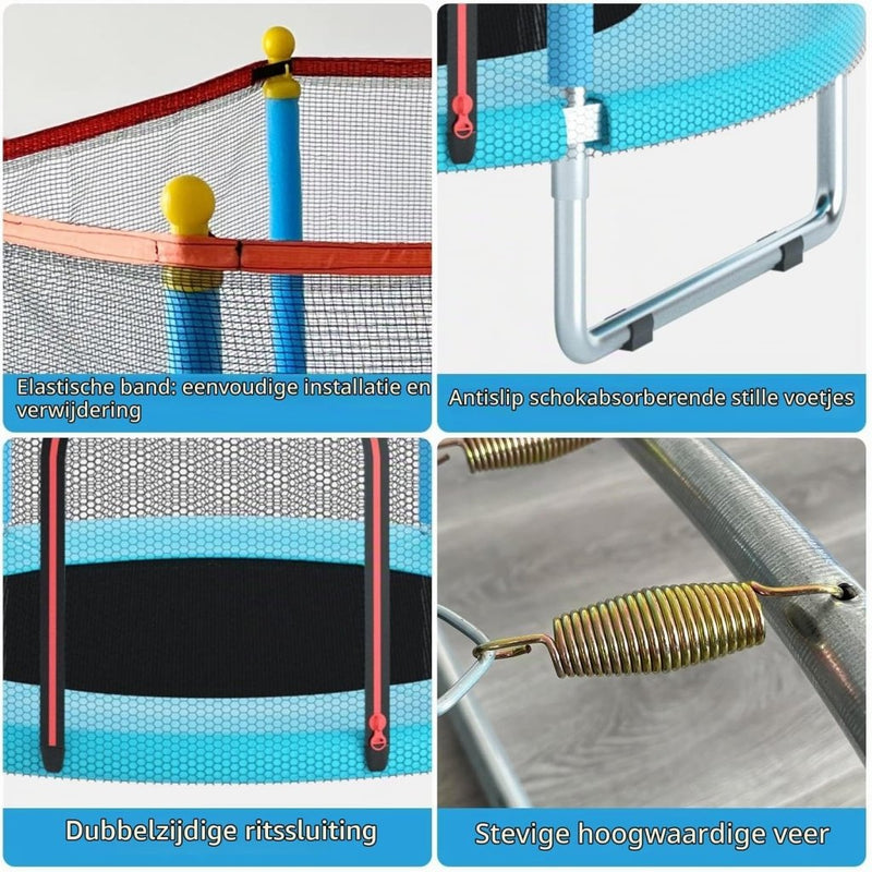 Chargez l'image dans la visionneuse de la galerie, Kindertrampoline 150 cm met veiligheidsnet en basketbalmand tot 200 kg – trampoline – indoor outdoor - happygetfit.com

