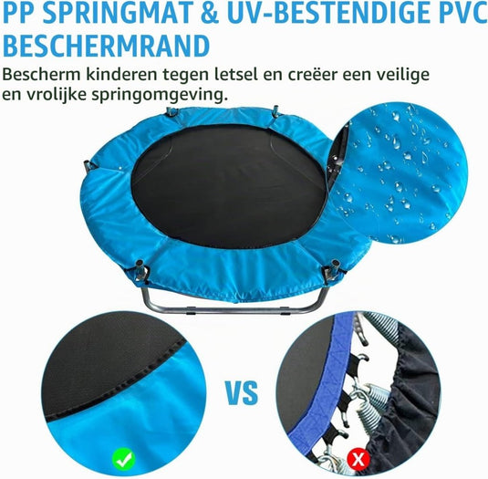 Kindertrampoline 150 cm met veiligheidsnet en basketbalmand tot 200 kg – trampoline – indoor outdoor - happygetfit.com