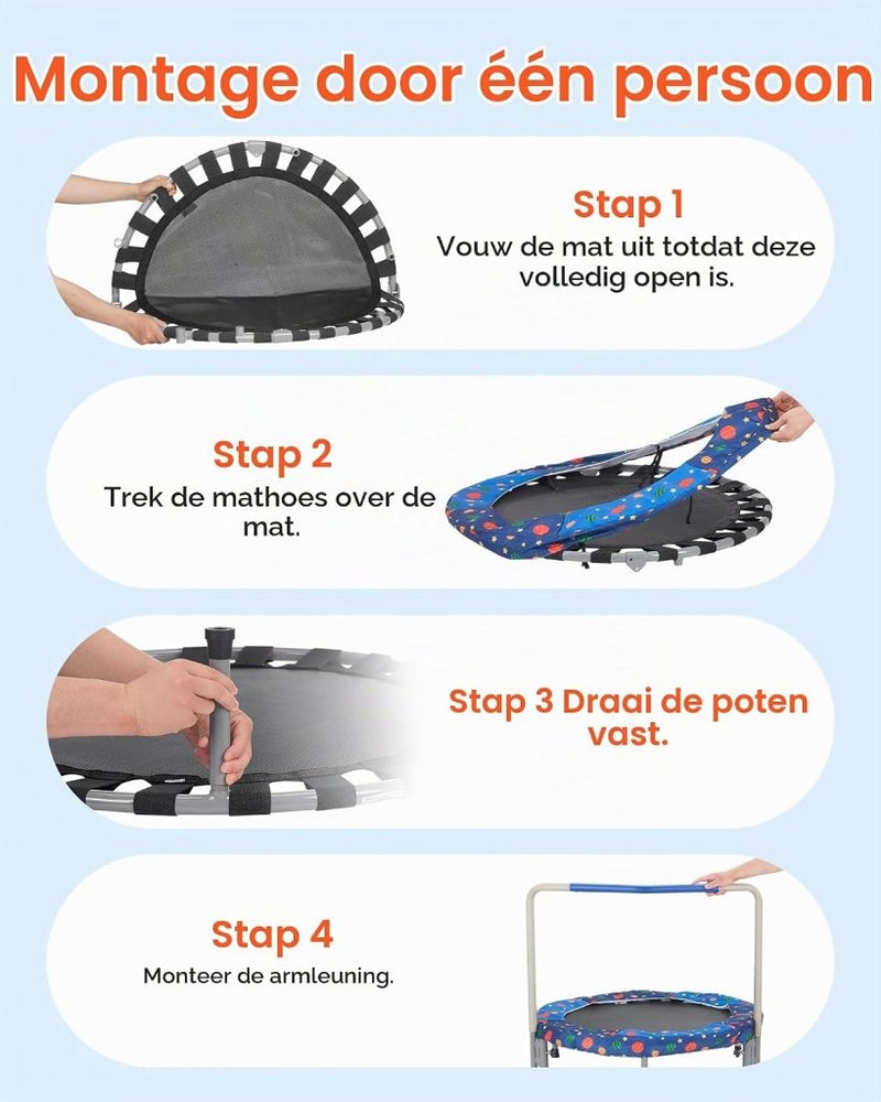 Laad afbeelding in Galerijviewer, Kindertrampoline 91 cm opvouwbaar met handgreep en antislip poten – mini trampoline – indoor trampoline - happygetfit.com
