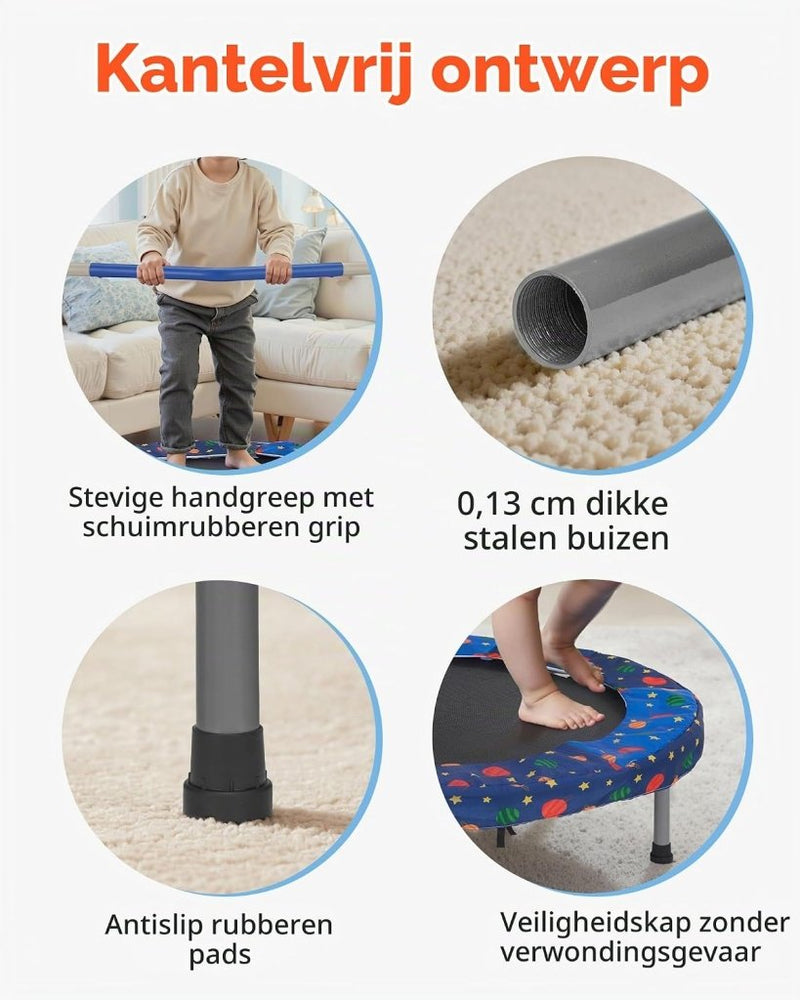 Laad afbeelding in Galerijviewer, Kindertrampoline 91 cm opvouwbaar met handgreep en antislip poten – mini trampoline – indoor trampoline - happygetfit.com
