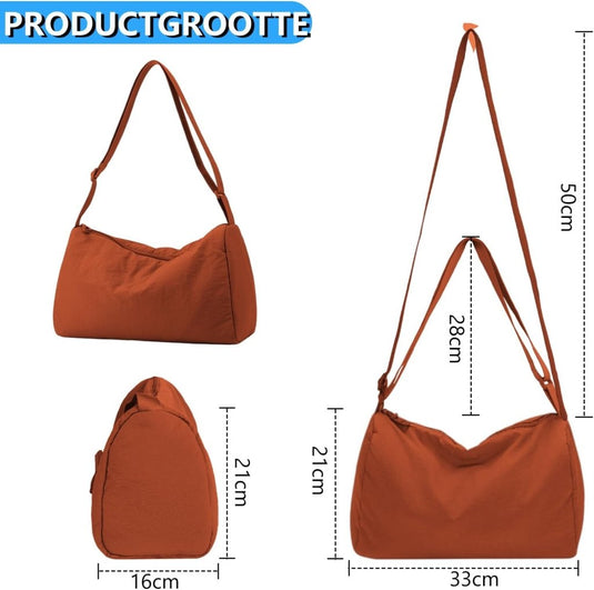 Kleine sporttas dames 33 x 21 cm van waterafstotend nylon met verstelbare schouderriem – gymtas – fitnessschoudertas - happygetfit.com
