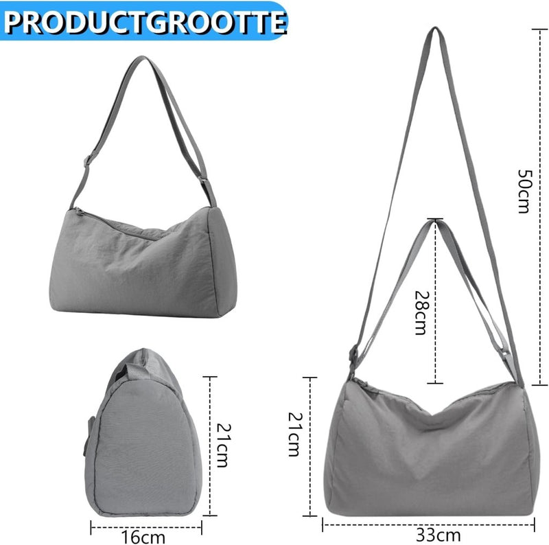 Laden Sie das Bild in Galerie -Viewer, Kleine sporttas dames 33 x 21 cm van waterafstotend nylon met verstelbare schouderriem – gymtas – fitnessschoudertas - happygetfit.com
