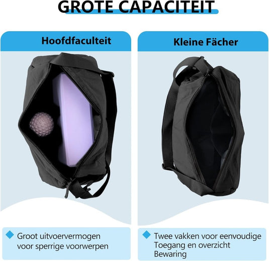 Kleine sporttas dames 33 x 21 cm van waterafstotend nylon met verstelbare schouderriem – gymtas – fitnessschoudertas - happygetfit.com