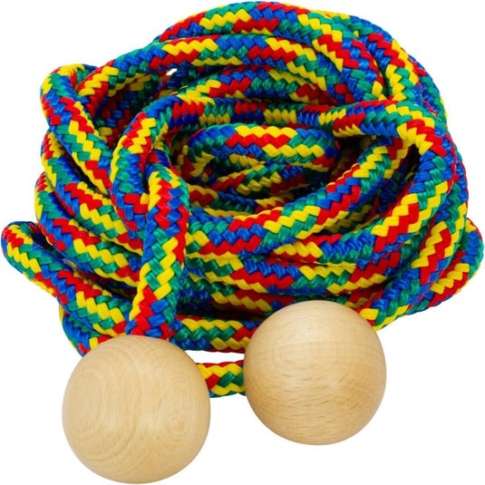 Kleurrijk springtouw 5 meter met houten ballen - happygetfit.com