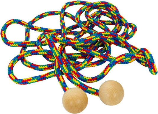 Kleurrijk springtouw 5 meter met houten ballen - happygetfit.com