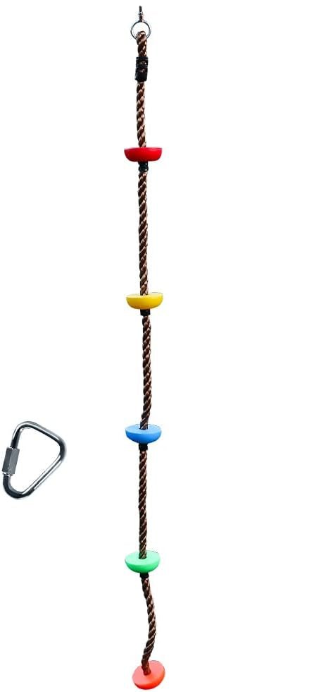 Load image into Gallery viewer, Klimtouw voor kinderen 2 m – met treden en karabijnhaak voor schommel en speeltoestel - happygetfit.com
