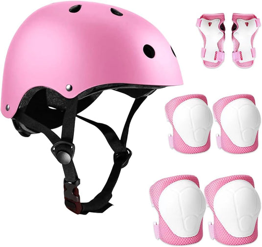 Kniebeschermers Kinderen met Helm, 7-in-1 Helm en Beschermers Set Knieschilden Inline Skates Kinderen Beschermingsuitrusting voor Inline Skates Skateboard Fiet longboard, stuntscooter - happygetfit.com