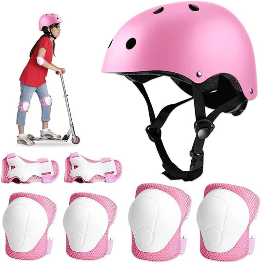 Kniebeschermers Kinderen met Helm, 7-in-1 Helm en Beschermers Set Knieschilden Inline Skates Kinderen Beschermingsuitrusting voor Inline Skates Skateboard Fiet longboard, stuntscooter - happygetfit.com