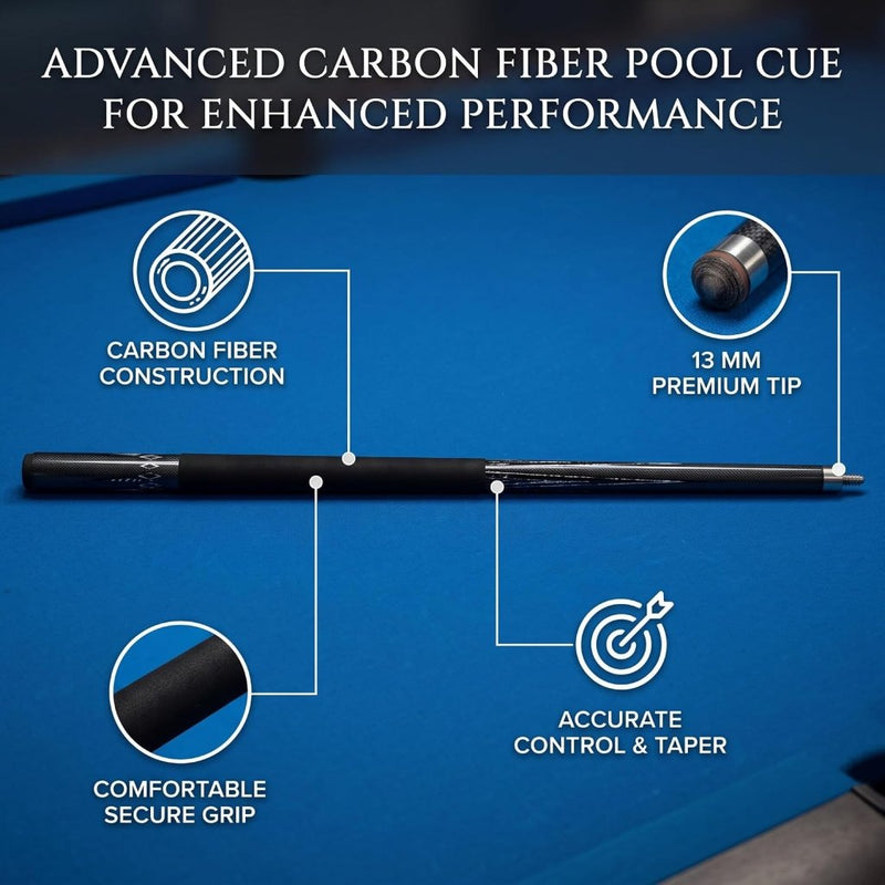 Load image into Gallery viewer, Koolstofvezel Biljartkeu met 13 mm Tip – Professionele Pool Cue met Rubberen Bumper - happygetfit.com
