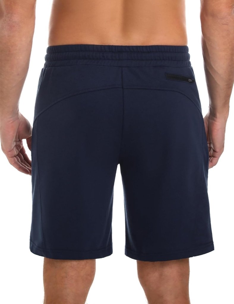 Laden Sie das Bild in Galerie -Viewer, Korte sportbroek heren van 100% katoen met ritszakken en verstelbaar trekkoord – fitnessshort – joggingbroek - happygetfit.com
