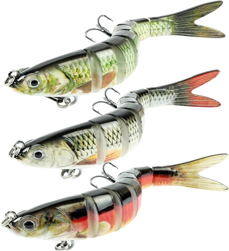 Bild im Galerie-Viewer laden, Kunstaas wobblers 3 stuks 13,5 cm met 8 bewegende segmenten en stalen onderlijnen – snoekaas – jerkbaits - happygetfit.com
