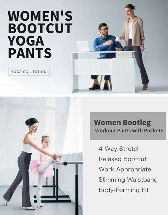 LaiEr Yoga Broek voor Vrouwen Tummy Control Workout Bootleg Broek Hoge Taille 4 Way Stretch Broek met Binnenzakken. - happygetfit.com