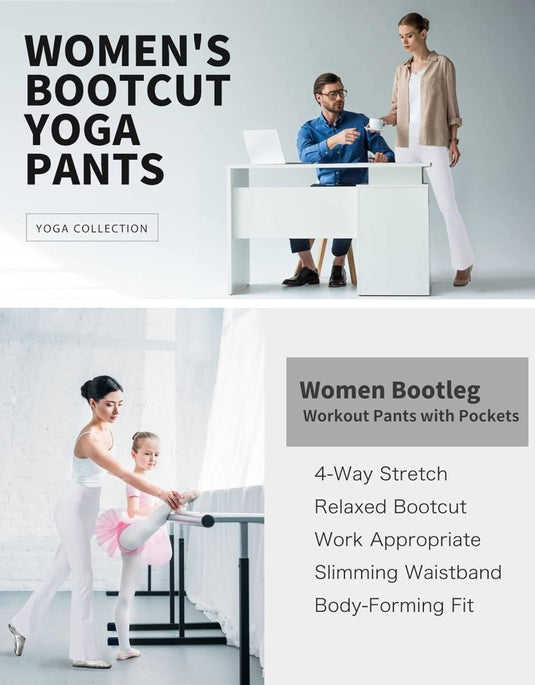LaiEr Yoga Broek voor Vrouwen Tummy Control Workout Bootleg Broek Hoge Taille 4 Way Stretch Broek met Binnenzakken. - happygetfit.com