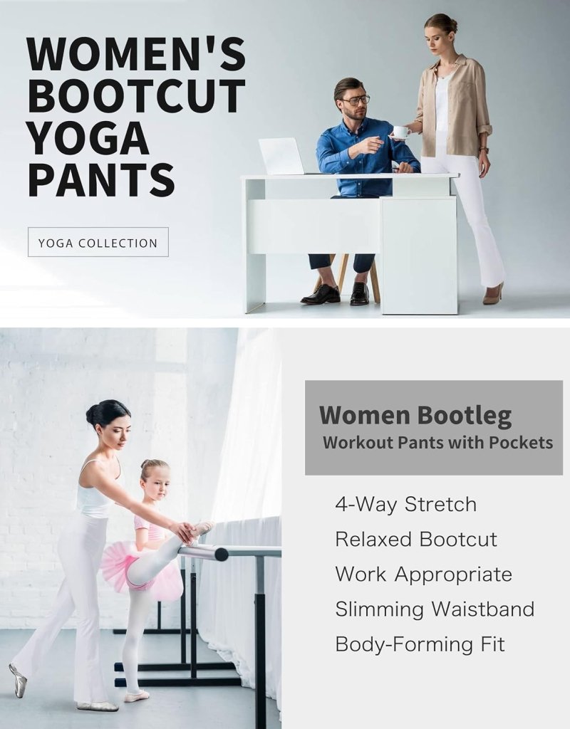 Laad afbeelding in Galerijviewer, LaiEr Yoga Broek voor Vrouwen Tummy Control Workout Bootleg Broek Hoge Taille 4 Way Stretch Broek met Binnenzakken. - happygetfit.com
