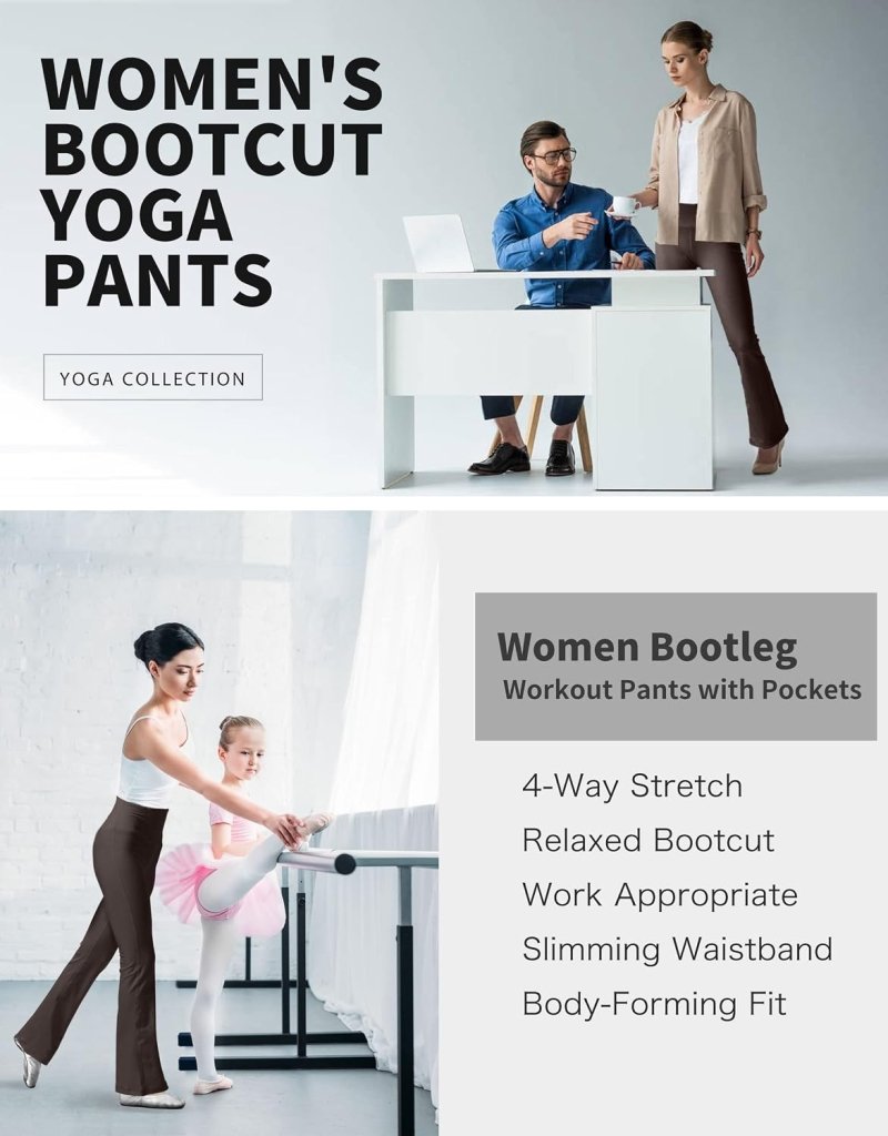 Laad afbeelding in Galerijviewer, LaiEr Yoga Broek voor Vrouwen Tummy Control Workout Bootleg Broek Hoge Taille 4 Way Stretch Broek met Binnenzakken. - happygetfit.com
