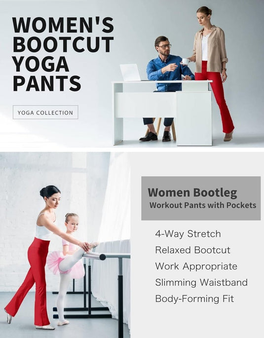 LaiEr Yoga Broek voor Vrouwen Tummy Control Workout Bootleg Broek Hoge Taille 4 Way Stretch Broek met Binnenzakken. - happygetfit.com