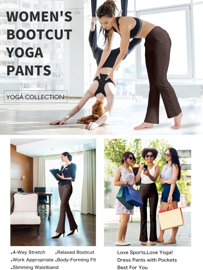 Load image into Gallery viewer, LaiEr Yogabroek Voor Dames Met 4 zakken Hoge Taille Werkbroek 4-way Stretch Tummy Control Lange Flare Broek - happygetfit.com
