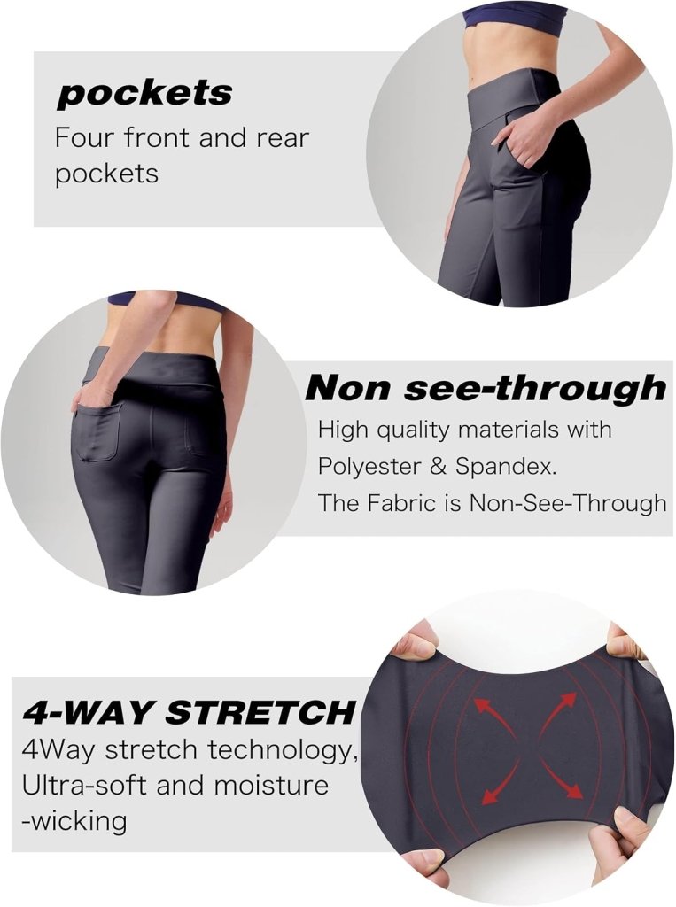 Load image into Gallery viewer, LaiEr Yogabroek Voor Dames Met 4 zakken Hoge Taille Werkbroek 4-way Stretch Tummy Control Lange Flare Broek - happygetfit.com
