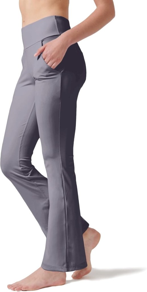LaiEr Yogabroek Voor Dames Met 4 zakken Hoge Taille Werkbroek 4-way Stretch Tummy Control Lange Flare Broek - happygetfit.com