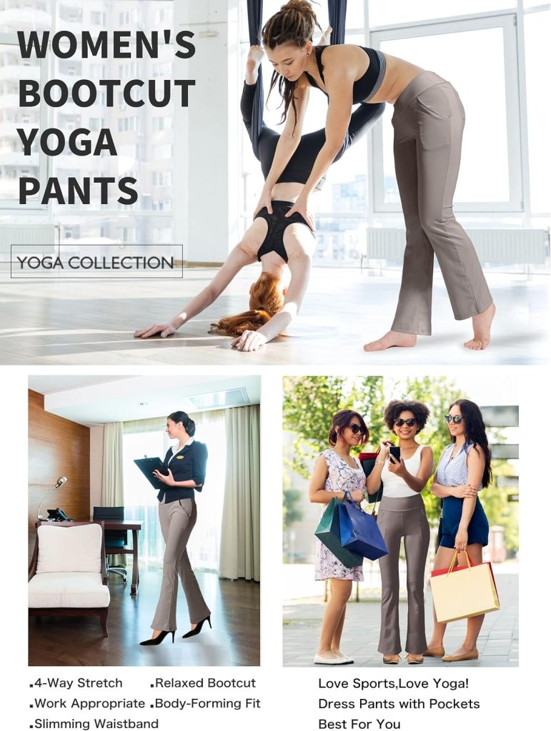 Load image into Gallery viewer, LaiEr Yogabroek Voor Dames Met 4 zakken Hoge Taille Werkbroek 4-way Stretch Tummy Control Lange Flare Broek - happygetfit.com
