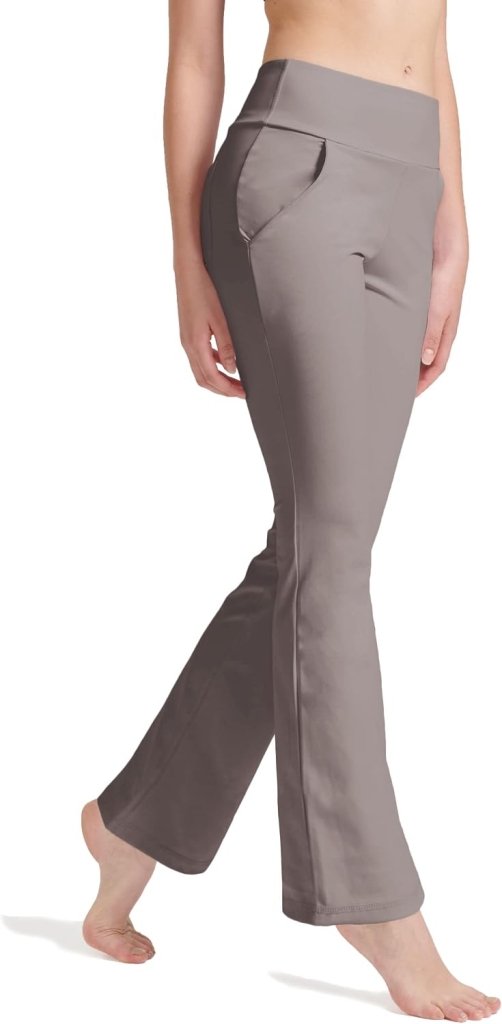 LaiEr Yogabroek Voor Dames Met 4 zakken Hoge Taille Werkbroek 4-way Stretch Tummy Control Lange Flare Broek - happygetfit.com