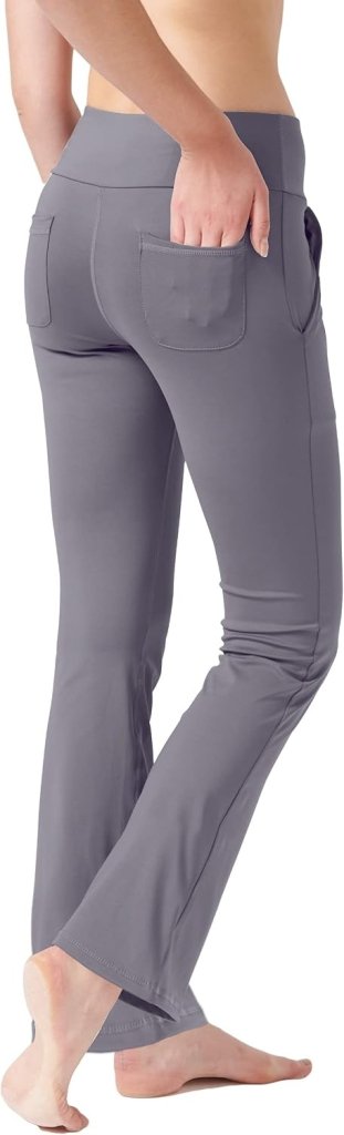 LaiEr Yogabroek Voor Dames Met 4 zakken Hoge Taille Werkbroek 4-way Stretch Tummy Control Lange Flare Broek - happygetfit.com