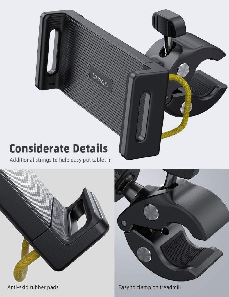 Laden Sie das Bild in Galerie -Viewer, Lamicall Hometrainer Tablethouder, Loopband Hometrainer Tablethouder - Verstelbare Stuurbeugel voor Binnen voor iPad Pro 9.7, 10.5, 12.9, Air mini 2 3 4, iPhone, Samsung Tab, andere 4.7-13" tablets - happygetfit.com
