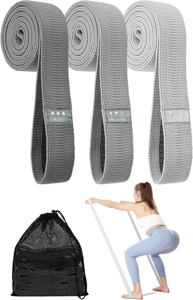 Chargez l'image dans la visionneuse de la galerie, Lange stoffen weerstandsbanden set 4 stuks met antislip en draagtas – fitnessbanden – resistance bands - happygetfit.com
