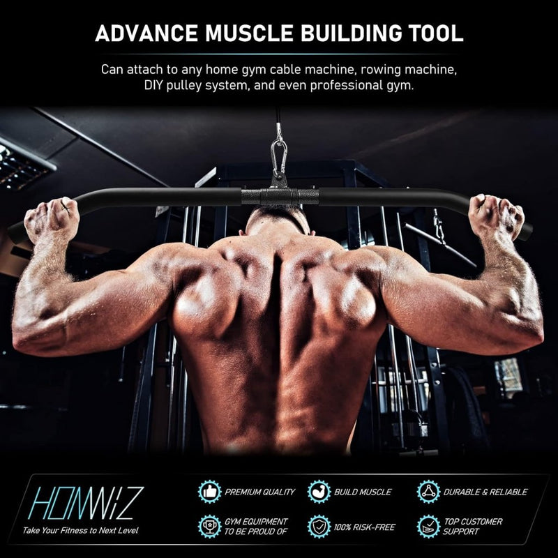 Load image into Gallery viewer, Lat pulldown bar 85 cm met draaischarnier en antislip handgrepen – kabelstang – fitness accessoire - happygetfit.com
