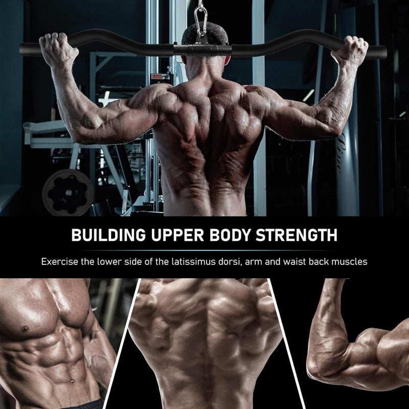 Load image into Gallery viewer, Lat pulldown bar 85 cm met draaischarnier en antislip handgrepen – kabelstang – fitness accessoire - happygetfit.com
